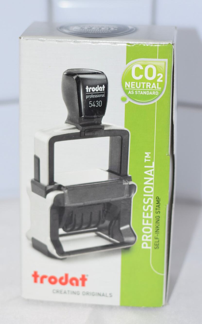 Trodat T5444 Self-Inking 5440/4L Professional 5-in-1 Date Stamp - Blue/Red New